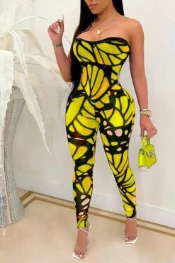 Abstract Print Bandeau Glamorous Bodycon Jumpsuit -Clothing Outlet Store 1 26c83982 057f 4ae7 9c92 996c4bc6cb64