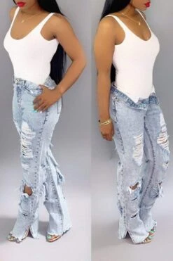 Hole Distressed Denim Slit Jeans -Clothing Outlet Store 34 4f913ade d72f 4155 b589 796628c8cfe9