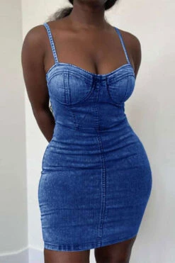 Solid Color Modern Spaghetti Strap Mini Dress