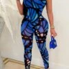 Abstract Print Bandeau Glamorous Bodycon Jumpsuit