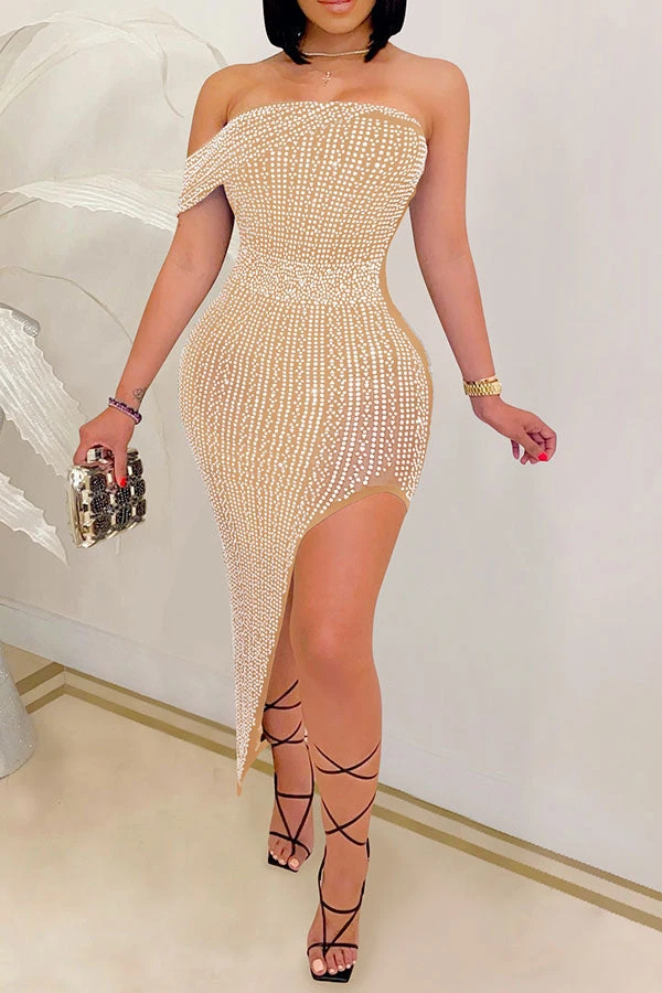 Gilding Glamorous Bandeau Irregular Midi Dress 3 Gilding Glamorous Bandeau Irregular Midi Dress - Image 3