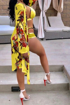 Floral Print Pretty Beach Three Pieces Swimwear -Clothing Outlet Store C21033120 6