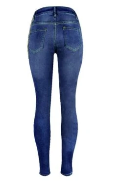 Blue Stylish Cutout Jeans With Chains 7 Blue Stylish Cutout Jeans With Chains -Clothing Outlet Store C21040812 3