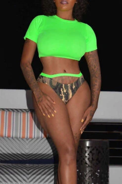 Camouflage Unique Round Neck Beach Bikini 6 Camouflage Unique Round Neck Beach Bikini -Clothing Outlet Store C21041202 2