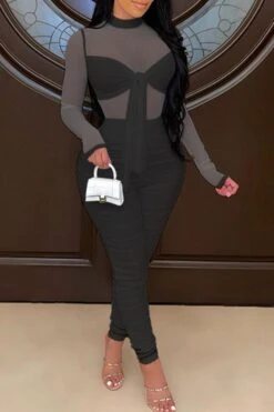 Solid Color On-trend Strappy See-Through Jumpsuit 14 Solid Color On-trend Strappy See-Through Jumpsuit -Clothing Outlet Store C21061027 5