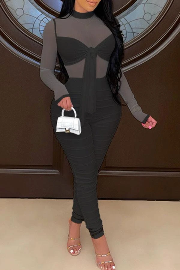 Solid Color On-trend Strappy See-Through Jumpsuit 6 Solid Color On-trend Strappy See-Through Jumpsuit - Image 6