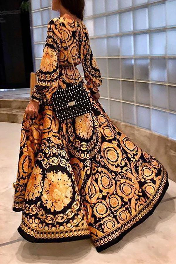 Tribal Print Retro Split Maxi Dress 5 Tribal Print Retro Split Maxi Dress - Image 5