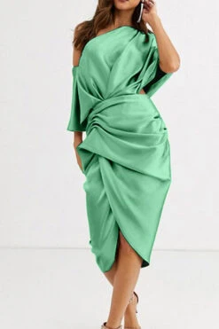 Solid Color Unique Ruffles Midi Dress -Clothing Outlet Store C21062321 3 e5056479 0eae 4466 8c4e 63afd878a3c7