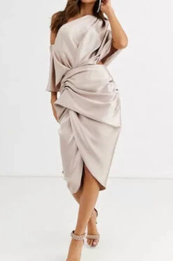 Solid Color Unique Ruffles Midi Dress -Clothing Outlet Store C21062321 5 74c305c8 377b 49a5 92f4 0d434455e7d8