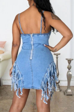 Solid Color Feminine Tassel Mini Dress 5 Solid Color Feminine Tassel Mini Dress -Clothing Outlet Store C21062931 2