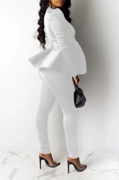 Solid Color Modern Strappy Pant Suit -Clothing Outlet Store C21082028 WH 2