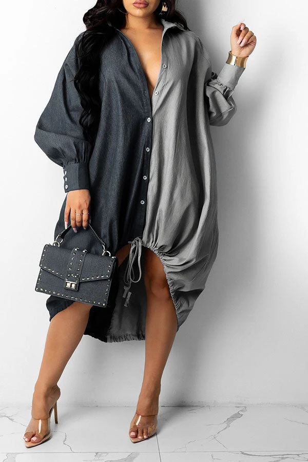 Hit Color On-trend Oversize Single Breasted Midi Dress 7 Hit Color On-trend Oversize Single Breasted Midi Dress - Image 7