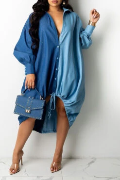 Hit Color On-trend Oversize Single Breasted Midi Dress 14 Hit Color On-trend Oversize Single Breasted Midi Dress -Clothing Outlet Store C21083116 BL 3 b8573dd0 b4d8 4d3e 9dbd 30f3e2d56c2d