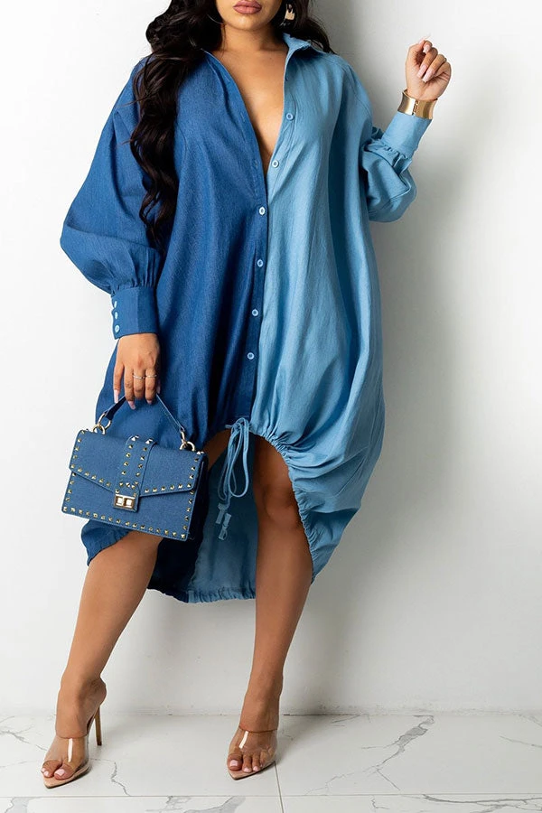 Hit Color On-trend Oversize Single Breasted Midi Dress 3 Hit Color On-trend Oversize Single Breasted Midi Dress - Image 3