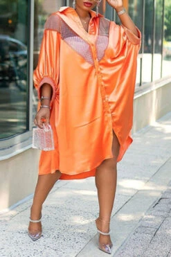 Patchwork On-trend See-Through Midi Dress