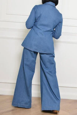 Solid Color Unique Cut-out Pant Suit 9 Solid Color Unique Cut-out Pant Suit -Clothing Outlet Store C21091320 BL 5
