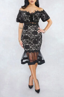 Floral Lace Elegant Midi Dress 11 Floral Lace Elegant Midi Dress -Clothing Outlet Store C21092420 BK 3 121c0928 a8f6 44f5 9ff3 f1fd703baa5f