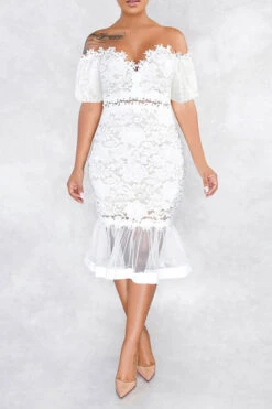 Floral Lace Elegant Midi Dress