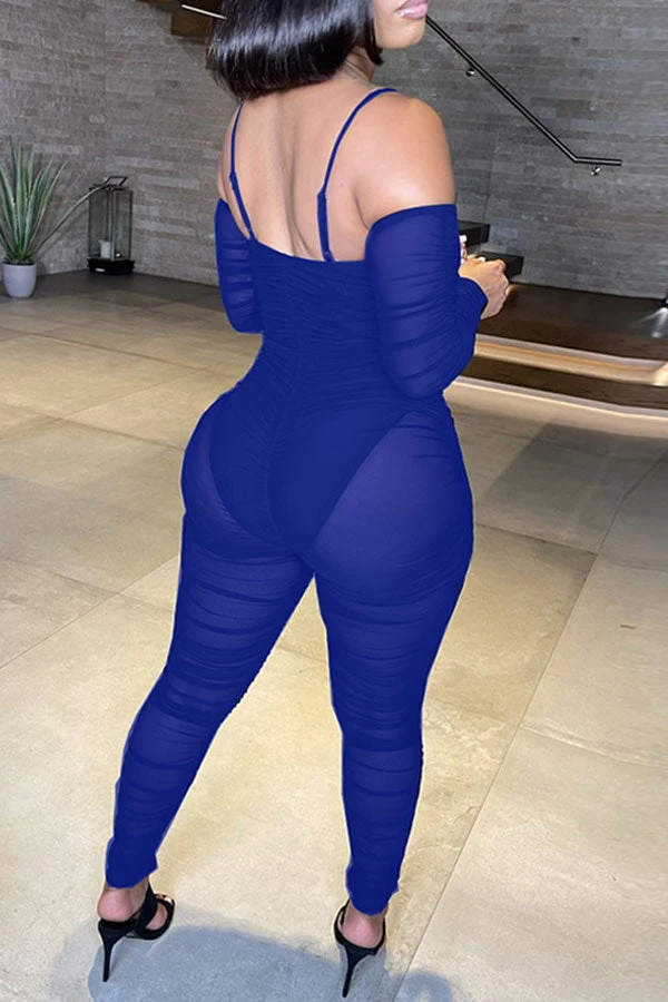 Solid Color Party See-Through Jumpsuit 4 Solid Color Party See-Through Jumpsuit - Image 4