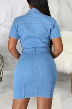 Blue On-trend Single Breasted Denim Mini Dress -Clothing Outlet Store C21092733 BL 3 f5758d7b 6d89 4e1e be9f b5c8e8903121