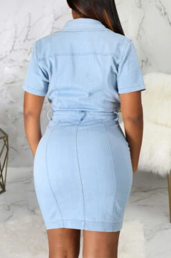 Blue On-trend Single Breasted Denim Mini Dress -Clothing Outlet Store C21092733 LB 3 10e6e338 72c6 49a6 aade 692d7b6456a1