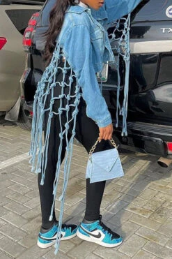 Solid Color Chic Tassel Jacket -Clothing Outlet Store C21101201 BL 3