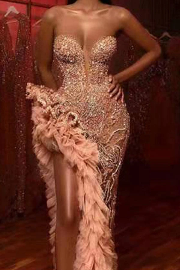 High Split Sequined Tassels Glamorous Maxi Dress 2 High Split Sequined Tassels Glamorous Maxi Dress - Image 2