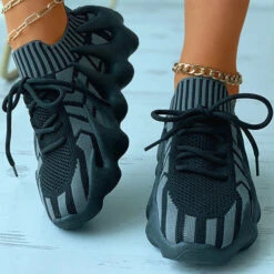 Patchwork Sporty Sneakers 10 Patchwork Sporty Sneakers -Clothing Outlet Store C21102960 BK 3