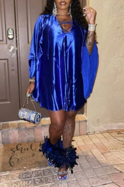 Solid Color Dramatic A-Line Mini Dress -Clothing Outlet Store C21110304 BL 1 39c5d4da 53f5 4ca7 ac89 fa1a699b063c