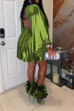 Solid Color Dramatic A-Line Mini Dress -Clothing Outlet Store C21110304 GR 2 751226bf d9cc 4ecf b311 7b149be0eb40