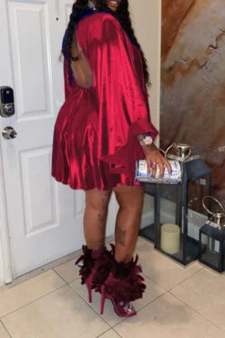 Solid Color Dramatic A-Line Mini Dress -Clothing Outlet Store C21110304 RE 2 fee027b1 25e3 4193 a97c 0901b3e22453