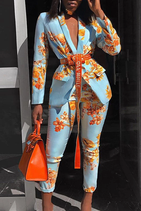 Flower Print Romantic Pant Suit 1 Flower Print Romantic Pant Suit