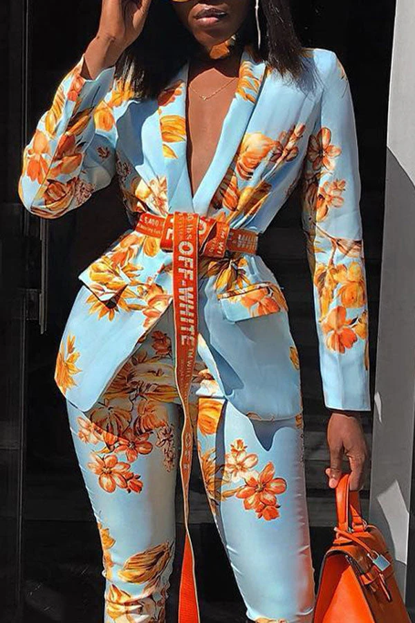 Flower Print Romantic Pant Suit 2 Flower Print Romantic Pant Suit - Image 2