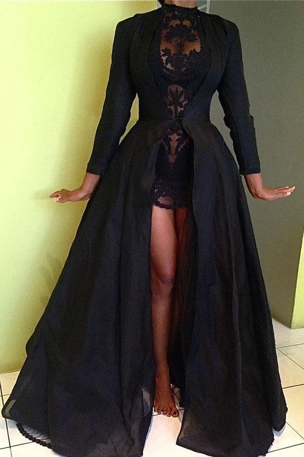 Black Lace Patchwork Retro Dress Suit 2 Black Lace Patchwork Retro Dress Suit - Image 2