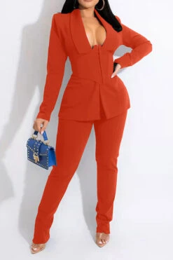 Solid Color Modern Blazer Pant Suit -Clothing Outlet Store C21111918 OR 2 740b1e85 aab4 4754 9fdc 026fca0bc5d6