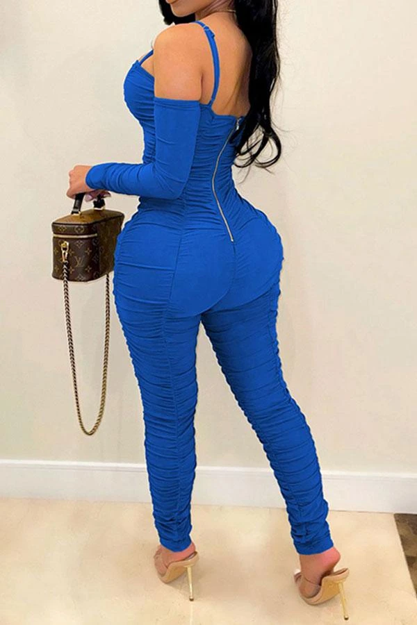 Solid Color Party Pencil Ruffles Jumpsuit 6 Solid Color Party Pencil Ruffles Jumpsuit - Image 6