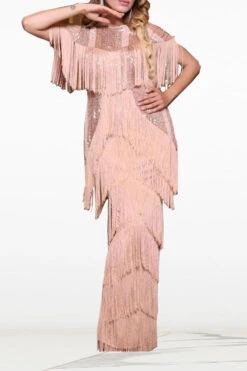 Sequined Party Tiered Tassel Maxi Dress 10 Sequined Party Tiered Tassel Maxi Dress -Clothing Outlet Store C21122707 PI 1