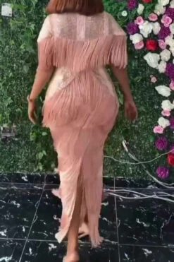 Sequined Party Tiered Tassel Maxi Dress 11 Sequined Party Tiered Tassel Maxi Dress -Clothing Outlet Store C21122707 PI 2