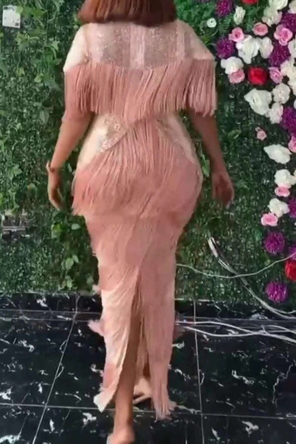 Sequined Party Tiered Tassel Maxi Dress 6 Sequined Party Tiered Tassel Maxi Dress - Image 6