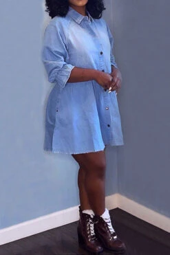 Solid Color Feminine Button Thru Mini Dress 5 Solid Color Feminine Button Thru Mini Dress -Clothing Outlet Store C22022326 BL 3 4bedc43b 4ec6 40b9 b9ee f089d8cdfff5