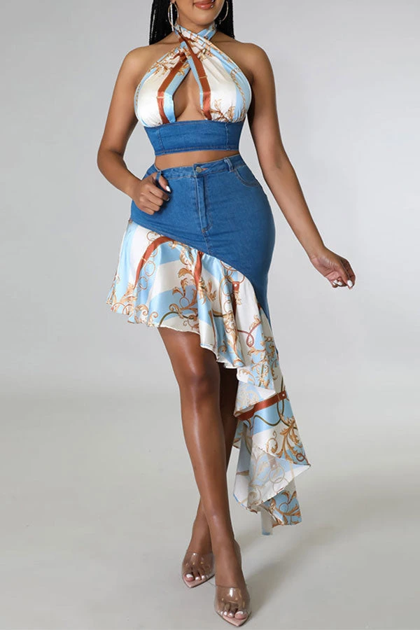 Geometric Print Modern Backless Dress Suit 1 Geometric Print Modern Backless Dress Suit