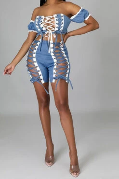 Bandage Lace-Up Rocking Denim Pant Suit 5 Bandage Lace-Up Rocking Denim Pant Suit -Clothing Outlet Store C22032221 BL 4 eaee2fe4 8424 429b 8bb7 c3dcbc2fdc59