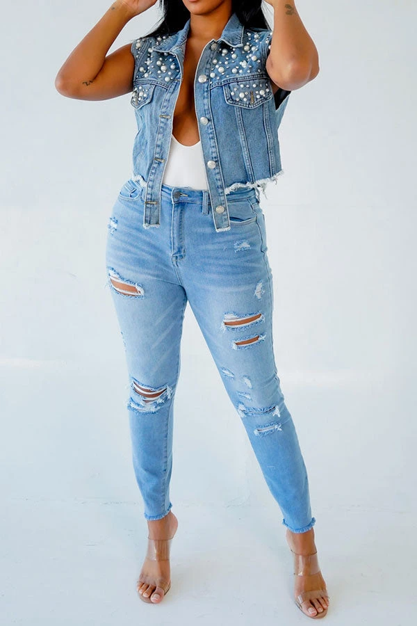 Faux Pearl Rocking Single Breasted Coat 2 Faux Pearl Rocking Single Breasted Coat - Image 2