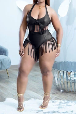 Solid Color Glamorous Tassel Bikini -Clothing Outlet Store C22041153 BK 1 0fc48875 9323 4fe6 ab62 ac51e3e104c7