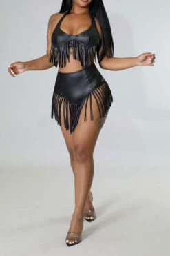 Solid Color Glamorous Tassel Bikini -Clothing Outlet Store C22041153 BK 3 96c22f06 0e23 496d 871a 8046894eeee0