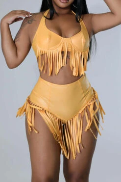 Solid Color Glamorous Tassel Bikini -Clothing Outlet Store C22041153 YE 4 a18d6b33 6930 485d a50a 139adbd192c3