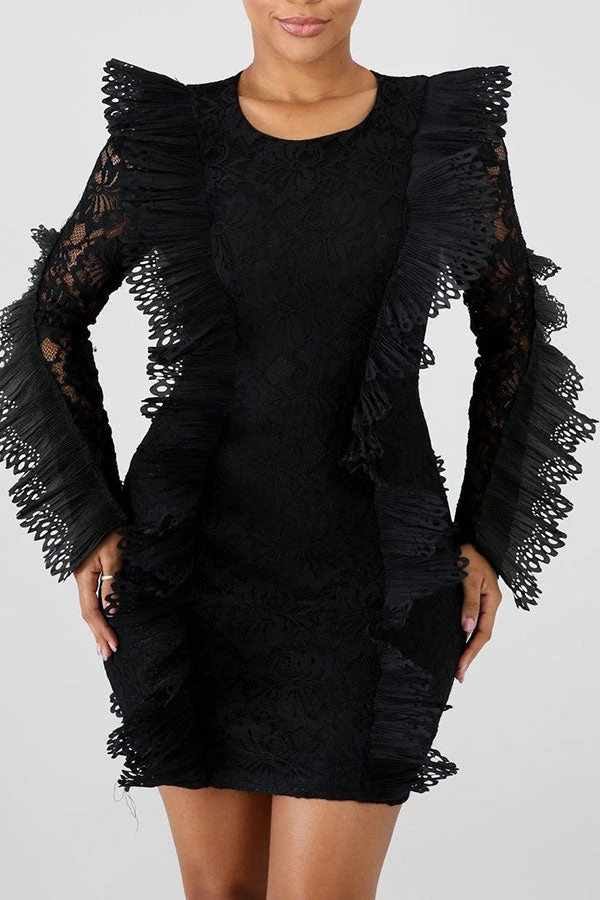 Lace Elegant See-Through Mini Dress 1 Lace Elegant See-Through Mini Dress