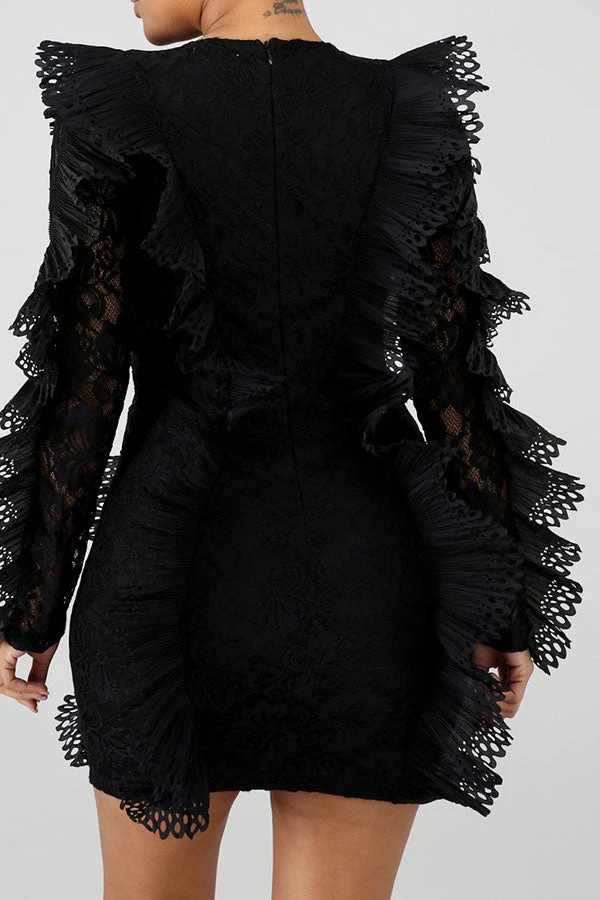 Lace Elegant See-Through Mini Dress 3 Lace Elegant See-Through Mini Dress - Image 3