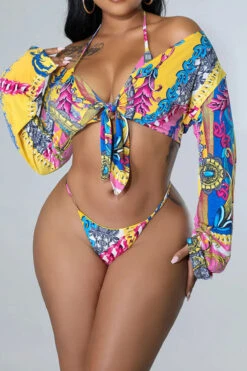 Natural Print Bohemia Three Pieces -Clothing Outlet Store C22052362 YE 1 5bb07dfb b7bb 4c94 adc6 15bf5973619e