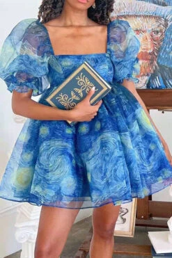 Geometric Print Pretty Mini Dress